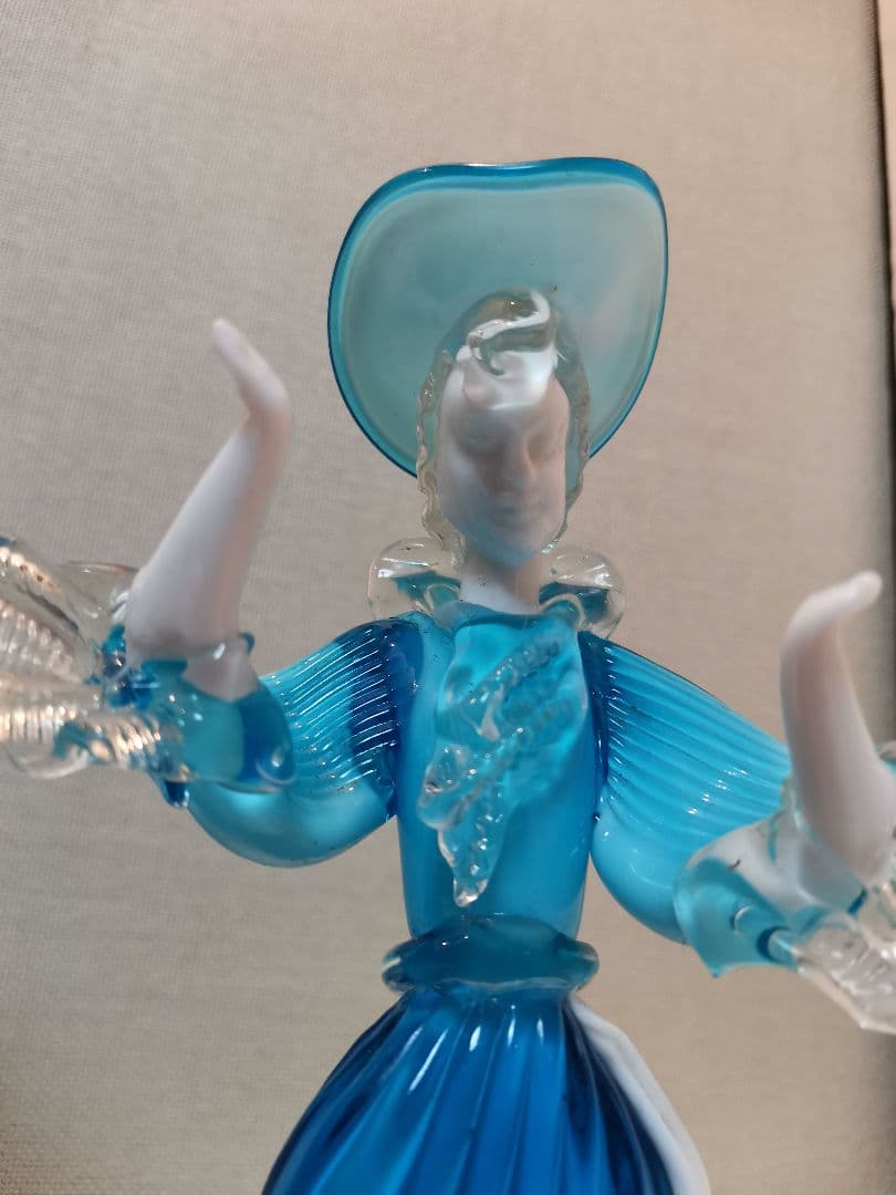 ベネチアガラス　ペア人形　水色