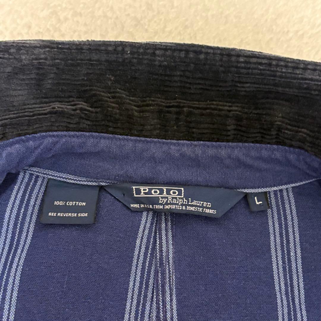 90's ポロラルフローレンUSA製デニムハンティングジャケット コーデュロイ襟