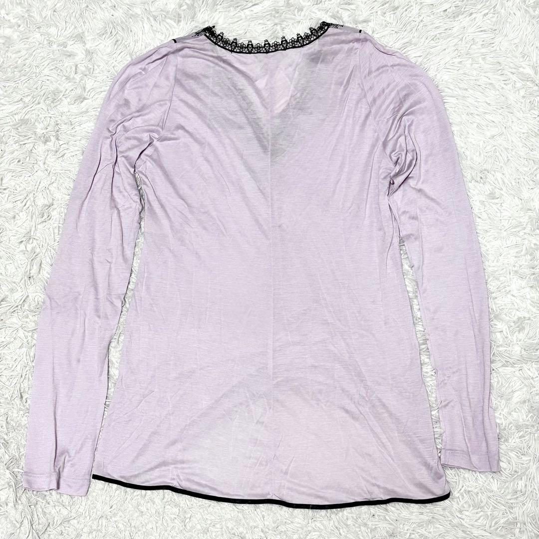 【極美品】ラペルラ　ナイトウェア　パジャマ　ブラウス　パンツ　モダール　紫　L