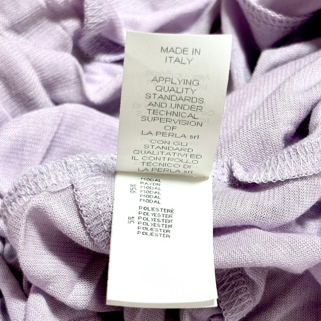 【極美品】ラペルラ　ナイトウェア　パジャマ　ブラウス　パンツ　モダール　紫　L