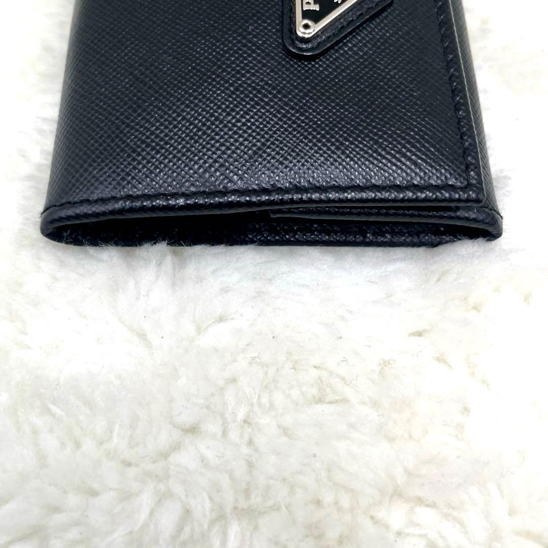 美品 PRADA プラダ ケース 三角ロゴ サフィアーノ レザー ブラック