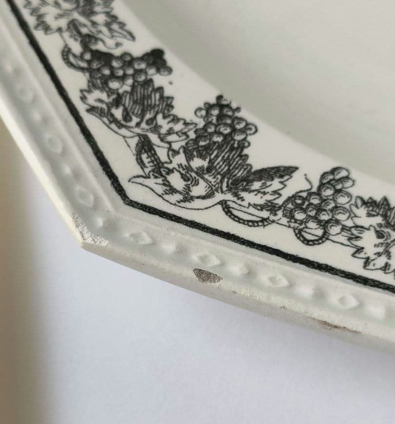 希少　美品　クレイユ　グリザイユ　オクトゴナル　フランスアンティーク