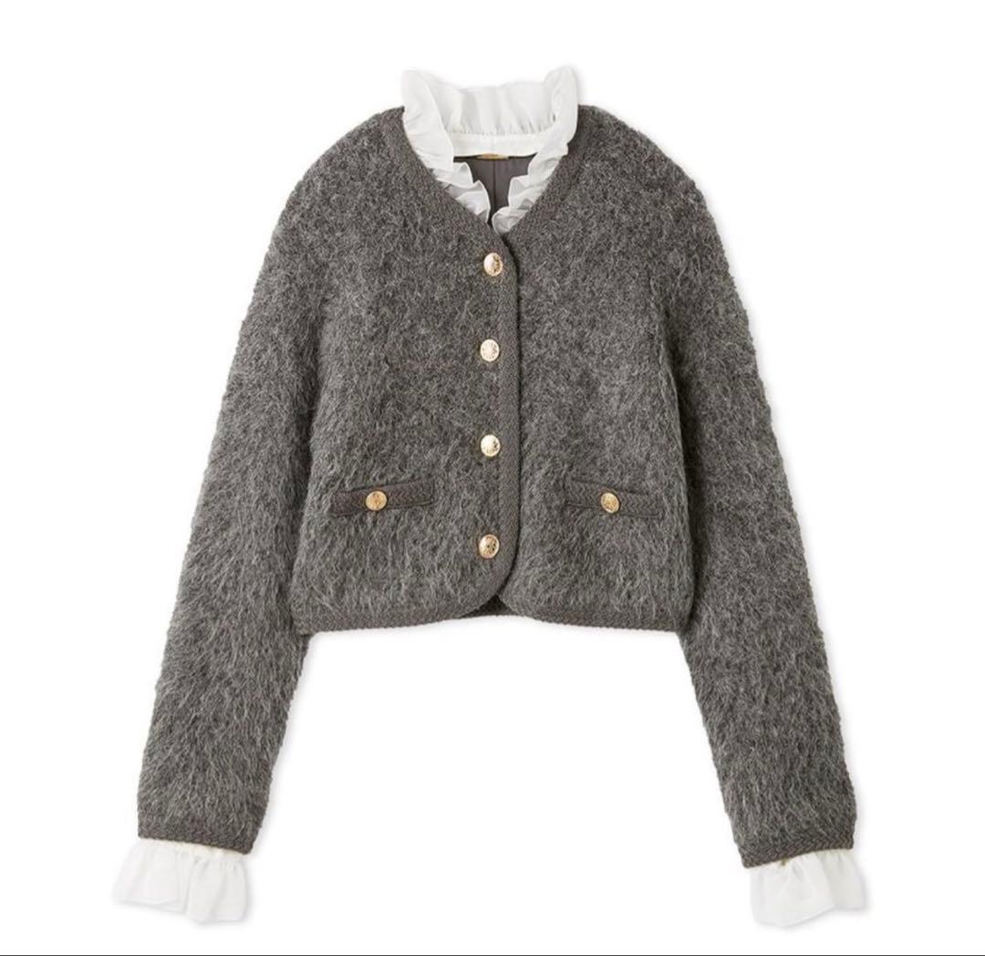 SNIDEL ファーライクフリルニットジャケット