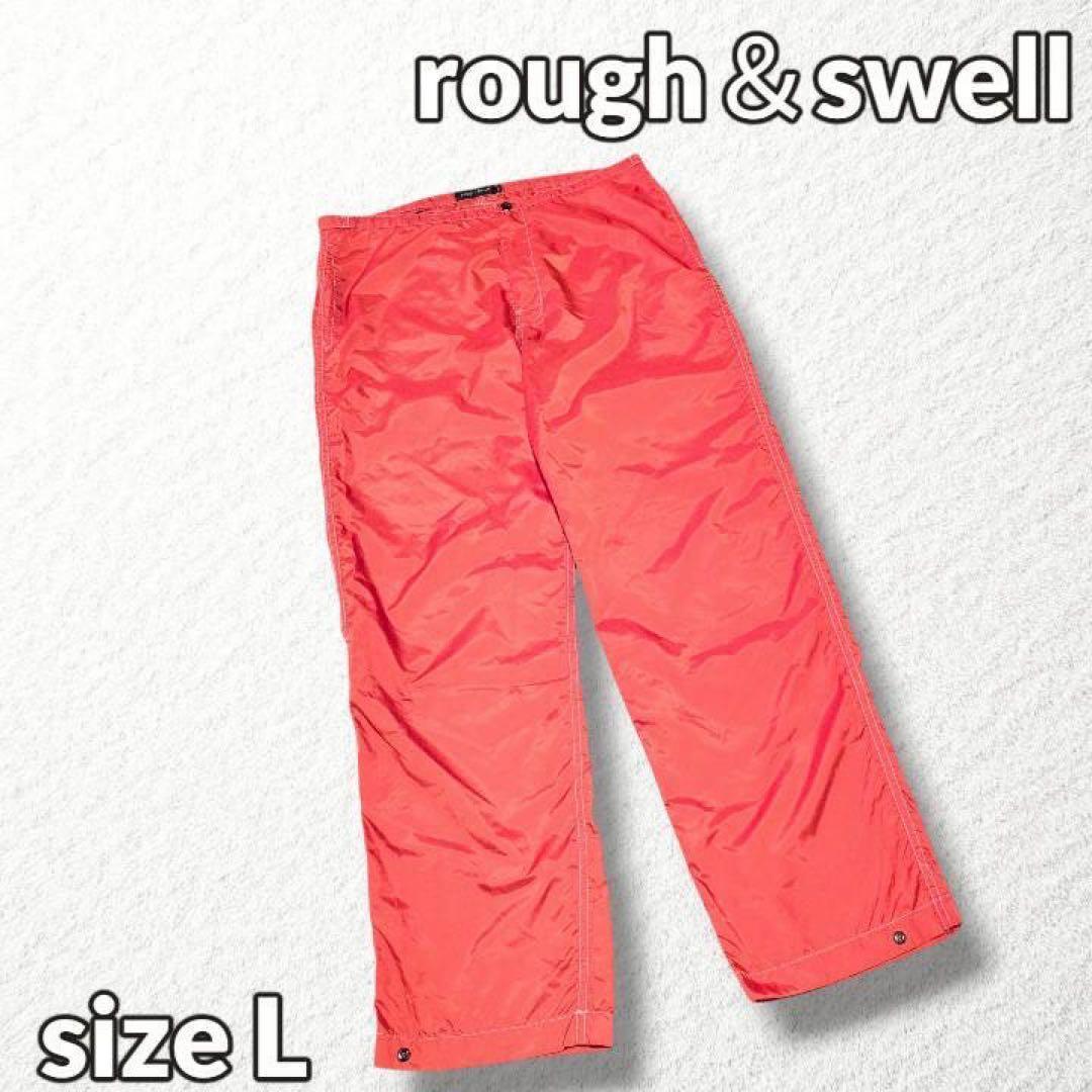 【rough & swell】ナイロン ゴルフパンツ ウエスト調整 オレンジ L