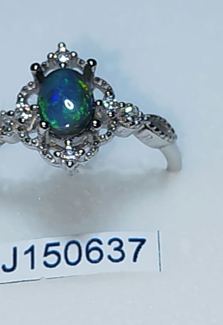 あんしん鑑定付　極ネオン　ライトニングリッジ産ブラックオパール　925SVリング