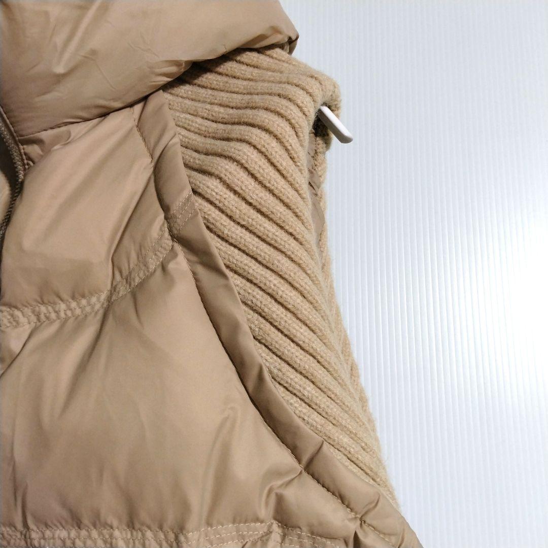 ニットドッキングダウンベスト フード ダウンベスト ベージュ フード付き