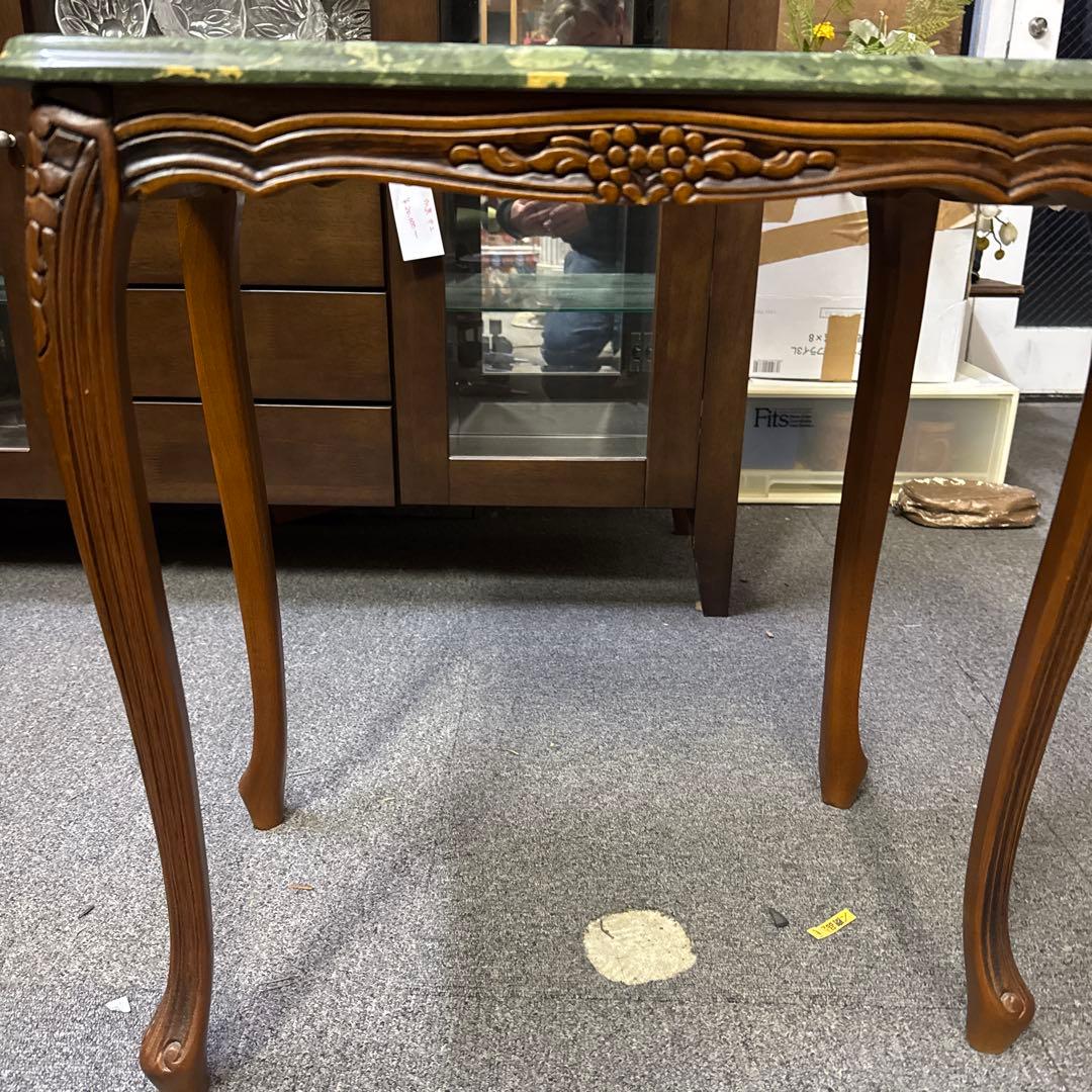 アンティーク大理石 サイドテーブル 猫足花彫刻