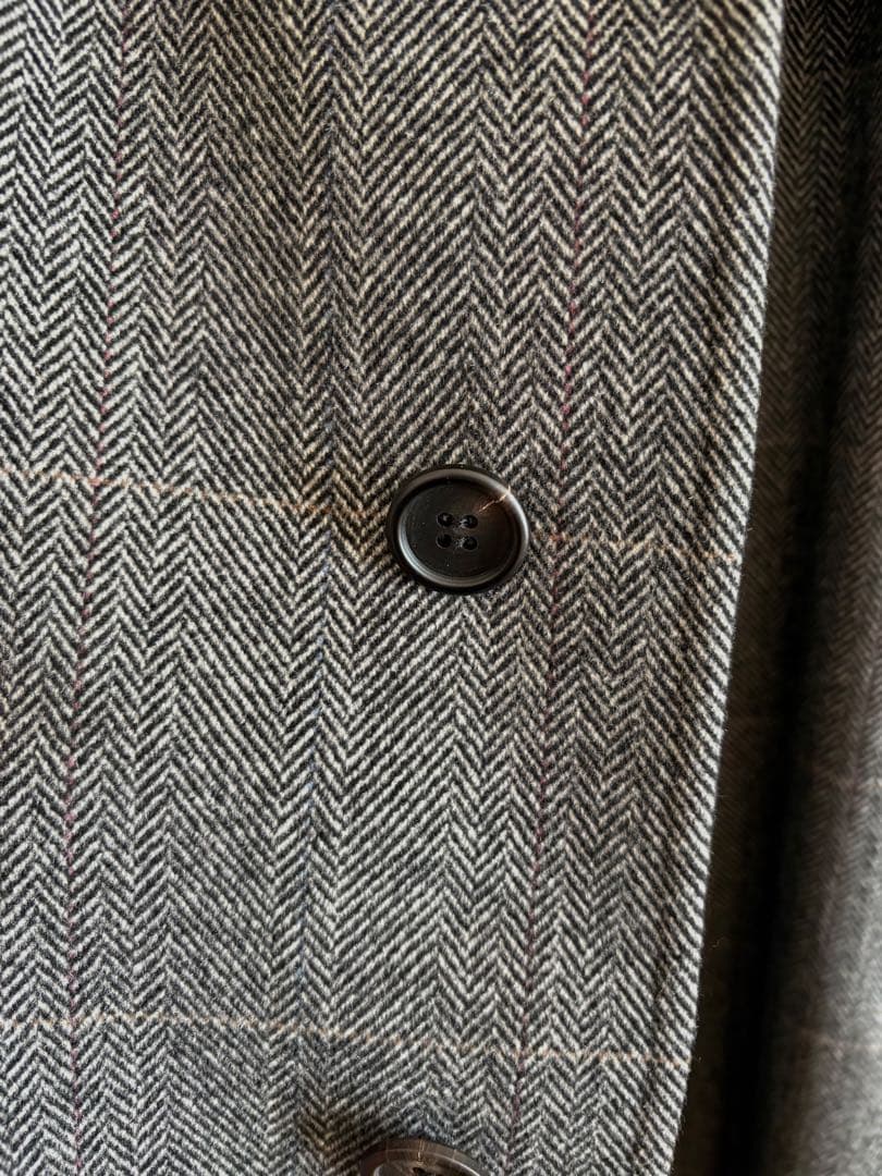 DAKS ダックス　カシミア　バルマカンコート　グレーチェック　サイズL