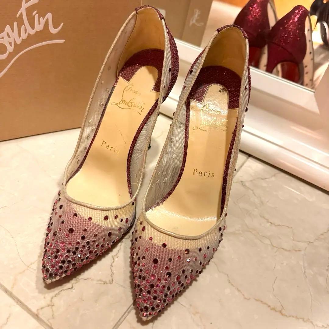 【美品】Christian Louboutin ビジューパンプス