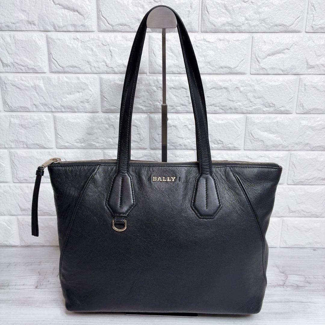 BALLY トートバッグ レザー 黒 シボ革 A4 肩掛 ゴールド 通勤 スーツ