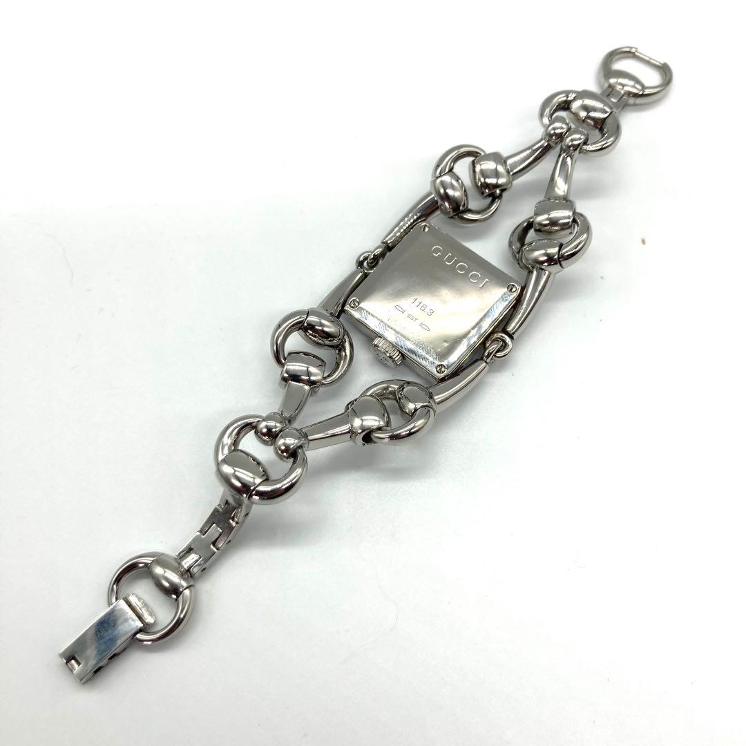 【稼働】 グッチ 腕時計 116.3 腕時計 シニョーリア QZ 青シェル文字盤