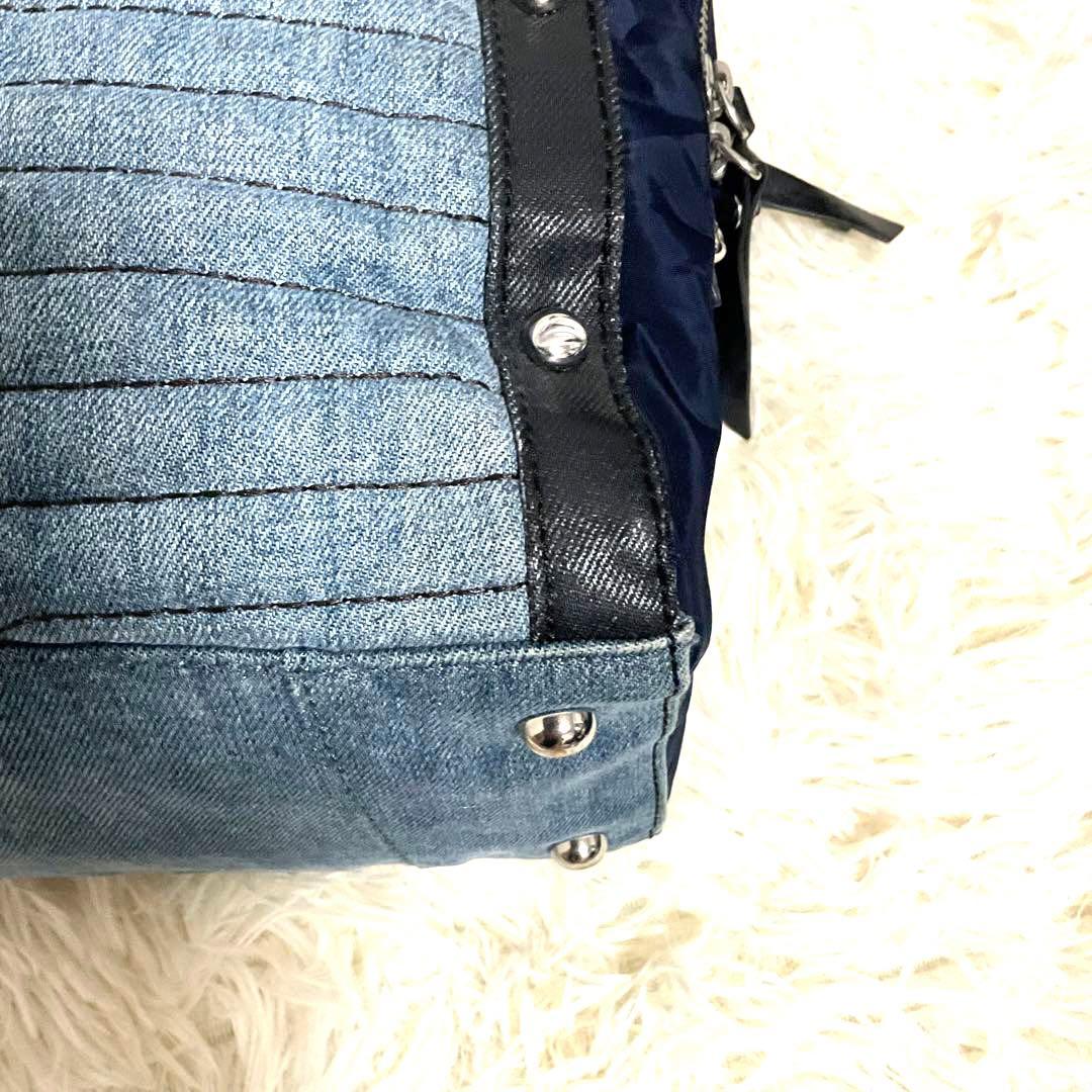 ♯318 DIESEL ディーゼル ボストンバッグハンドバッグデニム生地 レザー