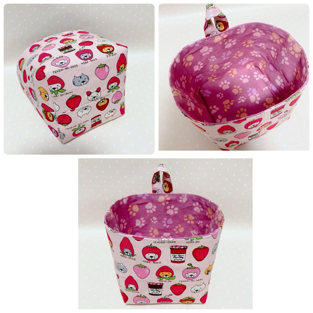 猫Love。 布バスケット スリムなペンケース ラウンドポーチ