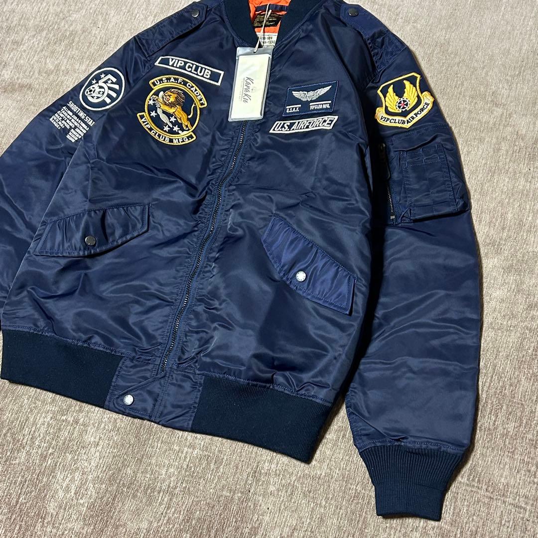 未使用　タグ付き　karaku VIP CLUB フライトジャケット　XL 紺
