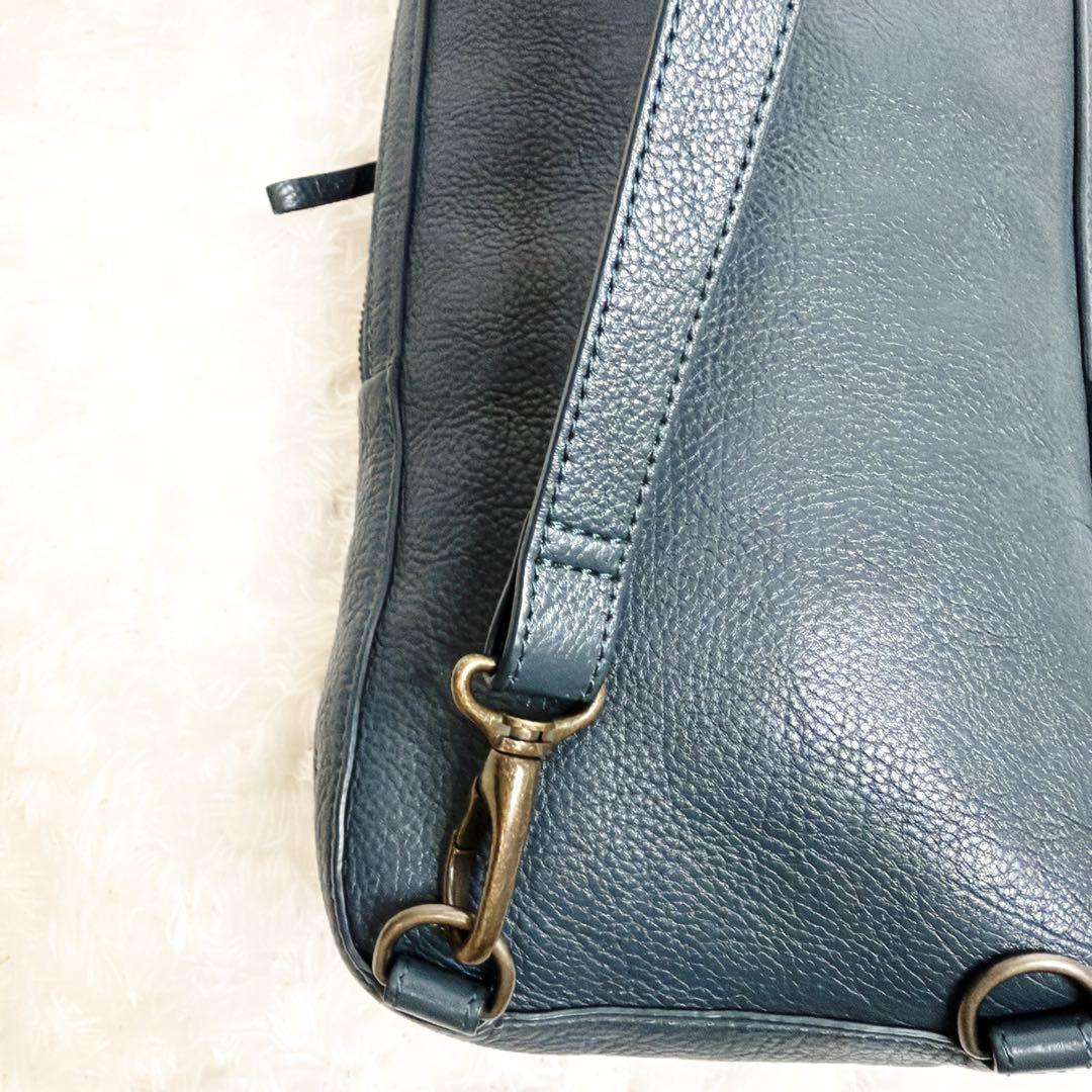 マザーハウス カゼマトウ ボディバッグ レザー ネイビーグリーン