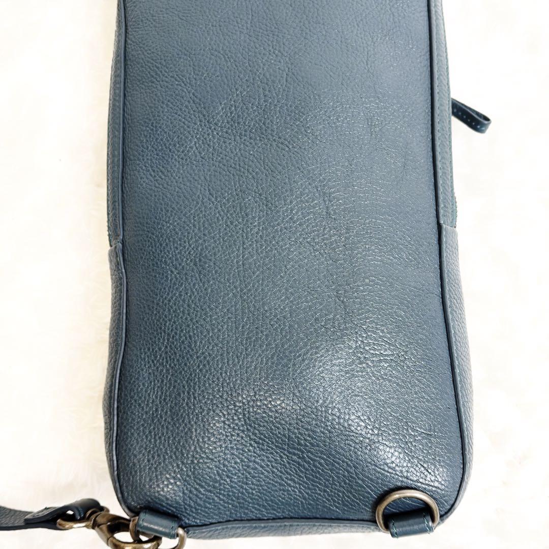 マザーハウス カゼマトウ ボディバッグ レザー ネイビーグリーン