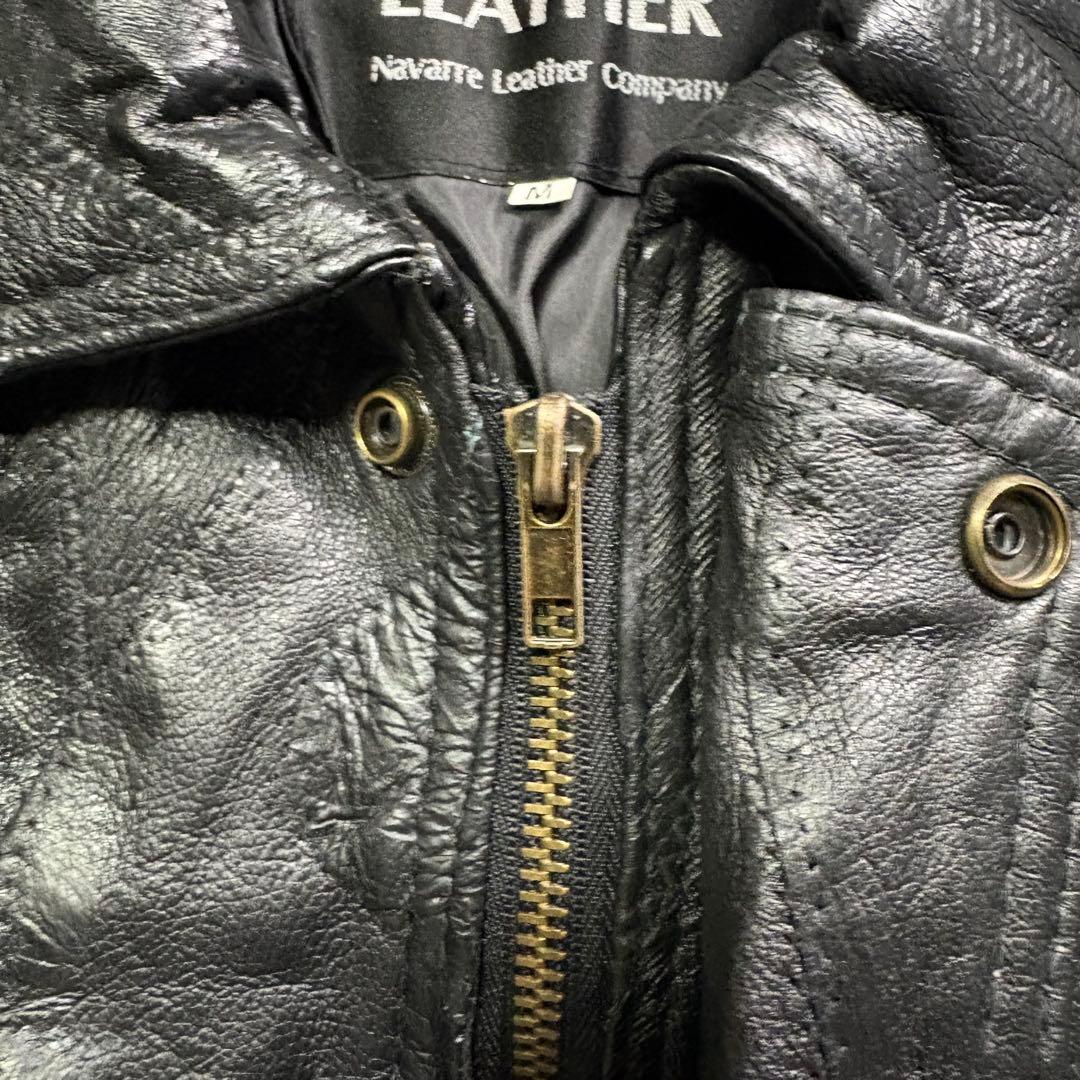 vintage A-2 レザージャケット　本革オールレザー　パッチワーク　黒　M
