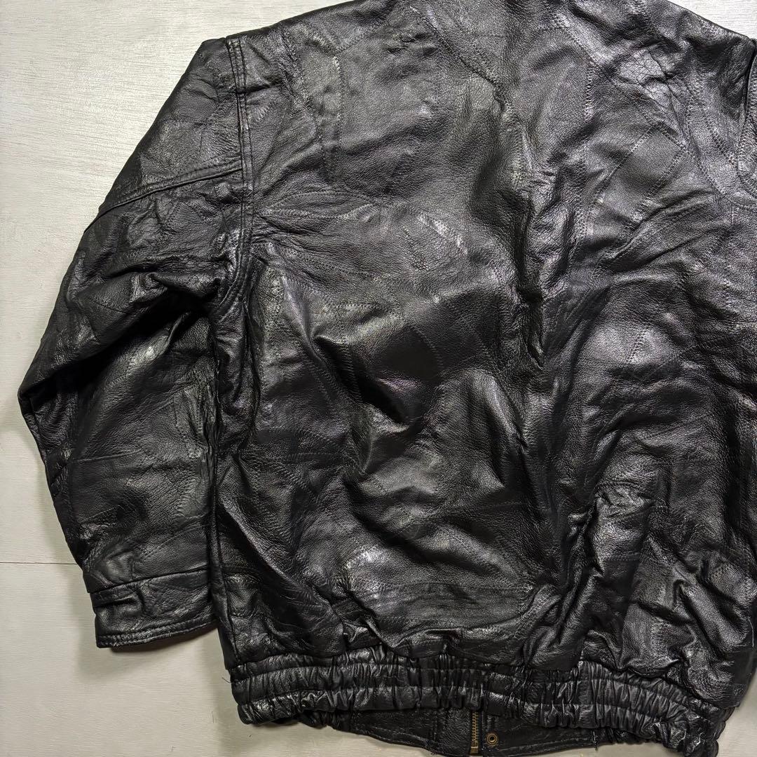 vintage A-2 レザージャケット　本革オールレザー　パッチワーク　黒　M