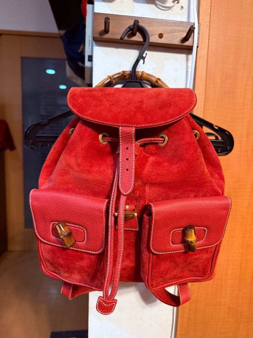 GUCCI レッド スエード バックパック 未使用