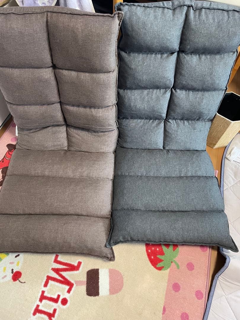 2個 本日購入 未使用 ニトリ 首リクライニング 座椅子 グレー クッション