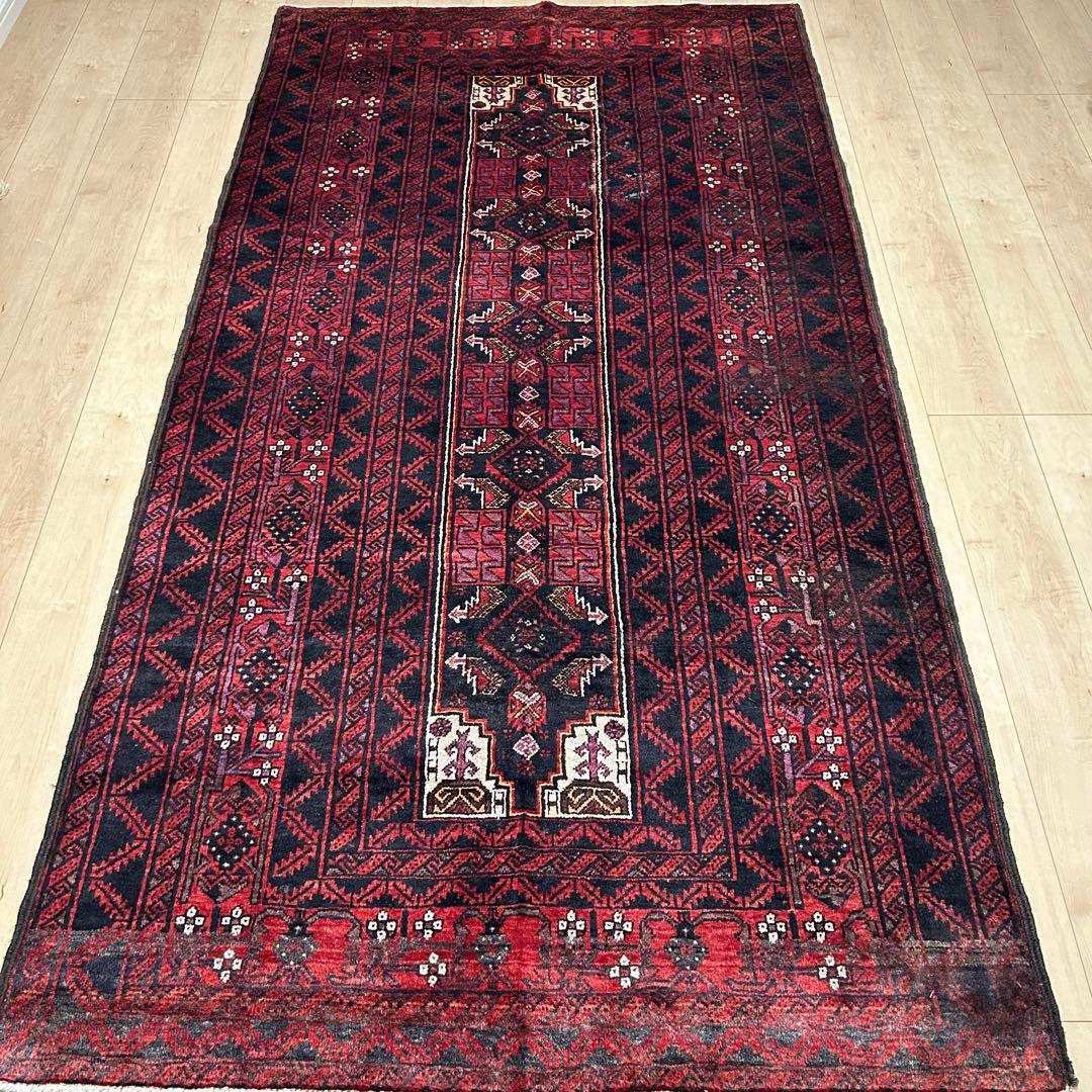 ペルシャ絨毯　バルーチ　ヴィンテージラグ　トライバルラグ　225x120㎝