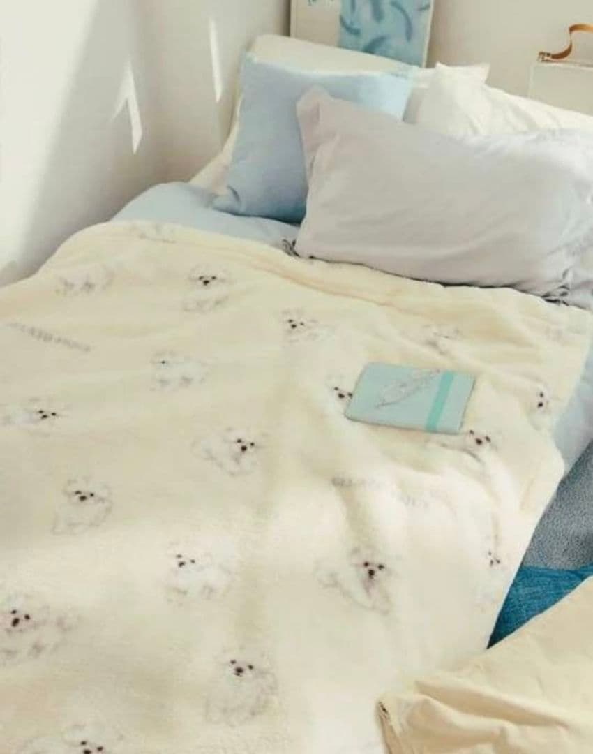 ジェラートピケ マルチーズ柄毛布