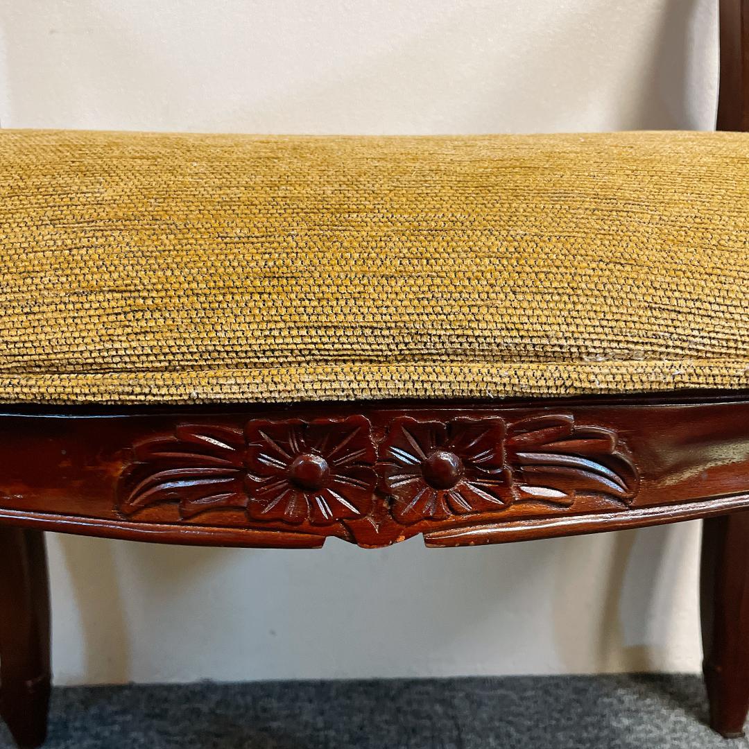 アンティーク調 彫刻 猫脚 ベンチ スツール クッション 椅子 ロココ調 豪華