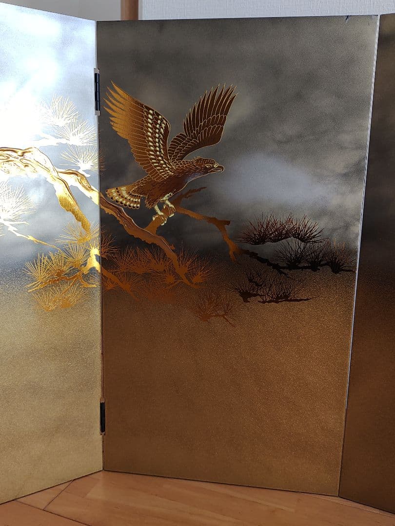 伝統工芸品　松鷹屏風 正月 兜飾り 鎧飾り 端午の節句屏風