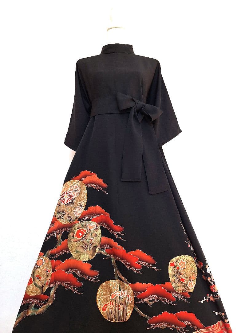 着物リメイクワンピース3645