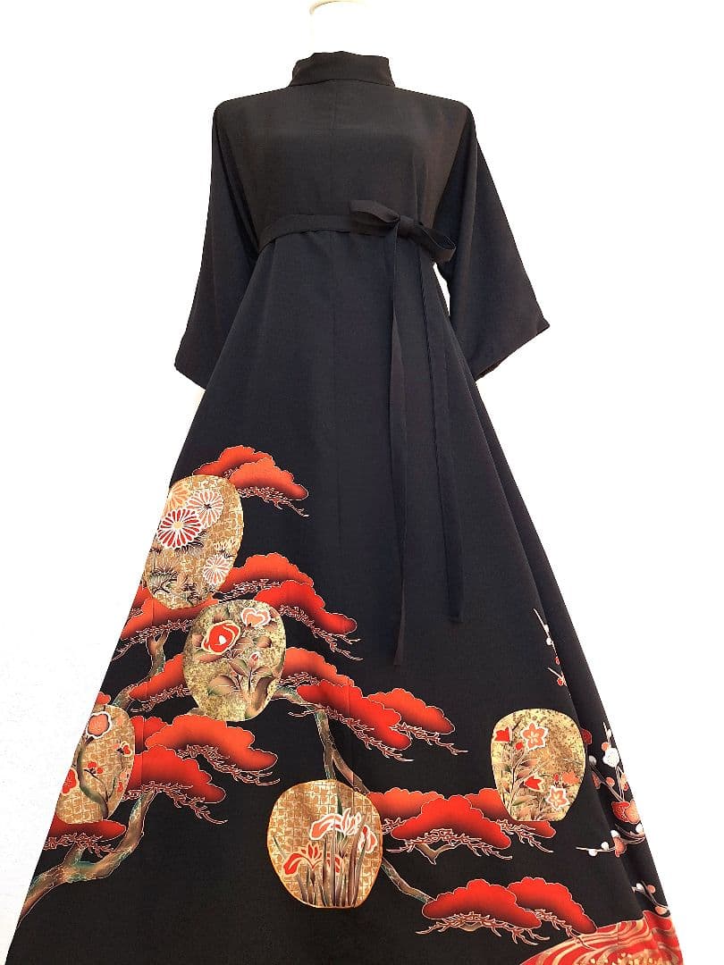 着物リメイクワンピース3645