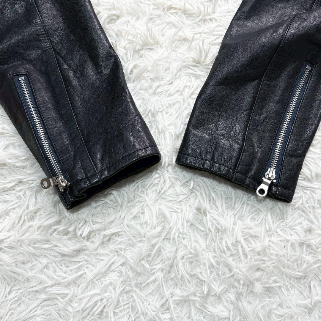 vanquish ライダース レザージャケット L 牛革 ダークネイビー カウ