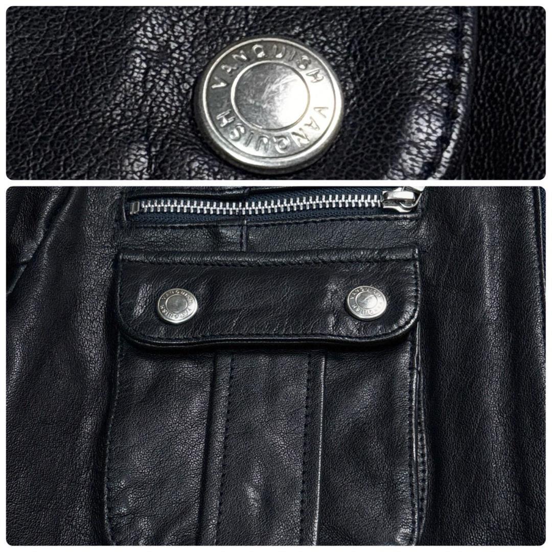 vanquish ライダース レザージャケット L 牛革 ダークネイビー カウ