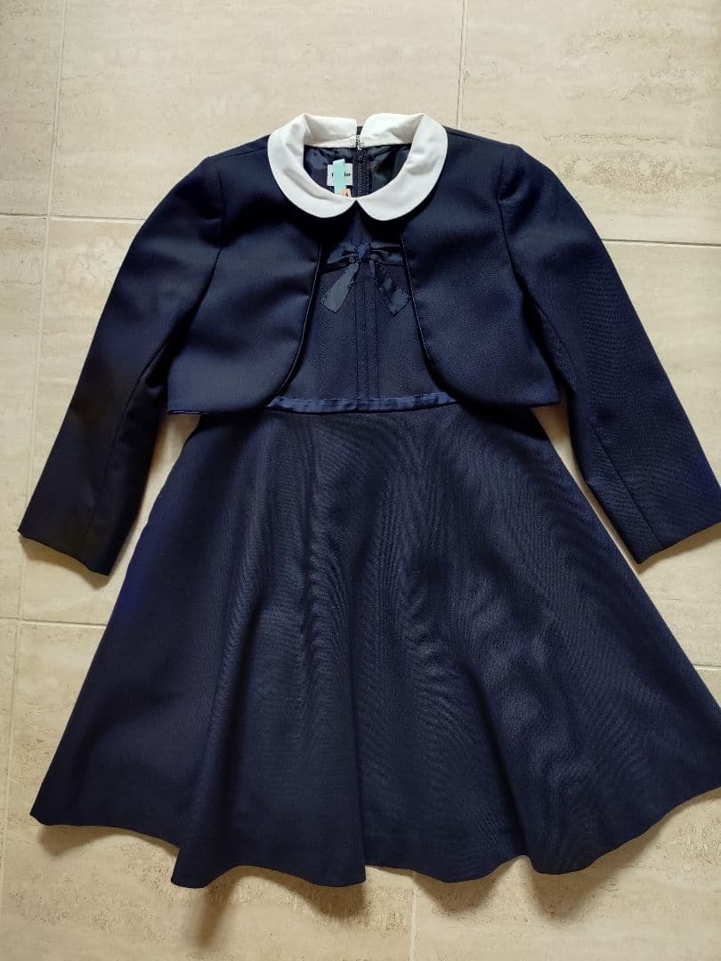 Familia　ボレロ　半袖ワンピース　濃紺　120 小学校受験　冠婚葬祭　法事