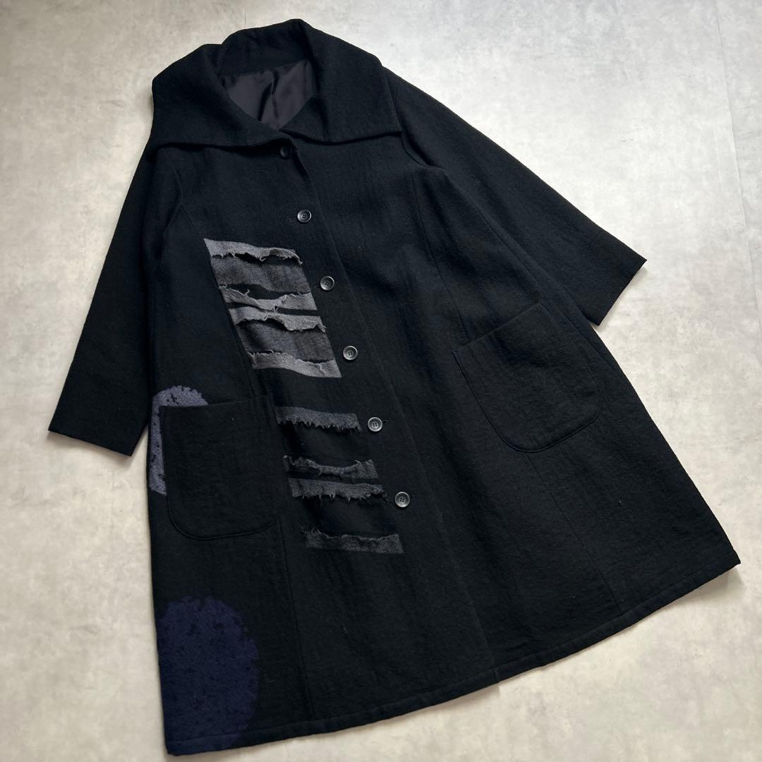 新品未使用　慈雨　センソユニコ　ウール　ロングコート　ブラック