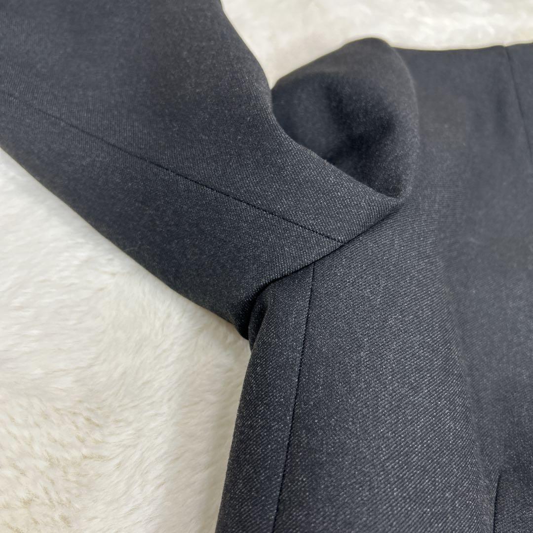 極美品✨ レミュー ノーカラー パンツスーツグレー 洗える ストレッチ 11号