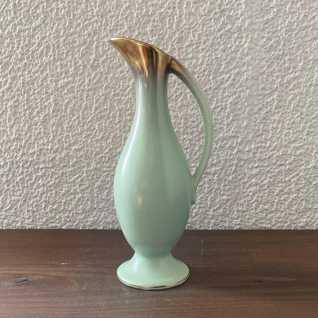 ドイツ ヴィンテージ 陶器 Bay Keramikミントグリーンフラワーベース