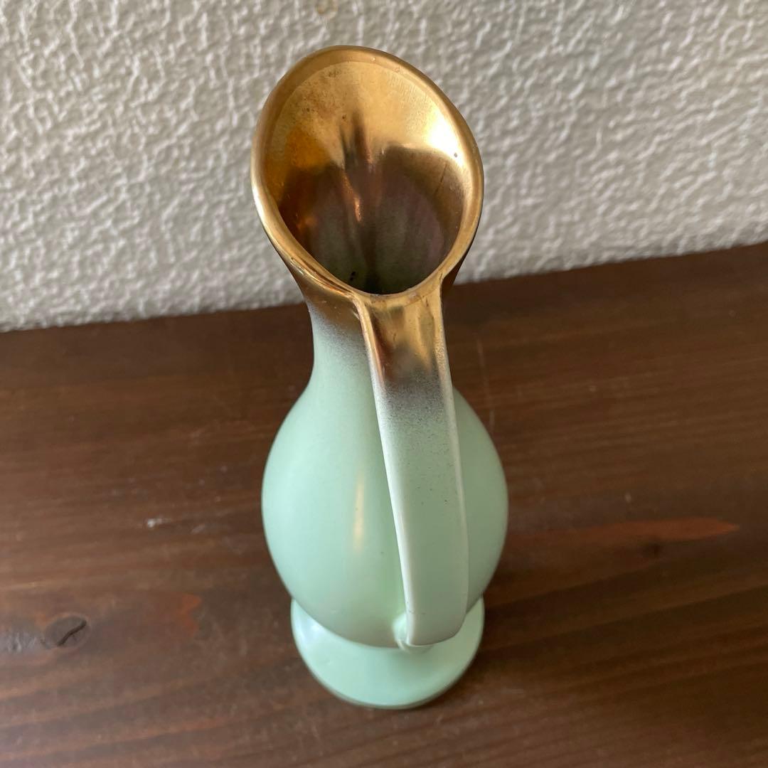 ドイツ ヴィンテージ 陶器 Bay Keramikミントグリーンフラワーベース