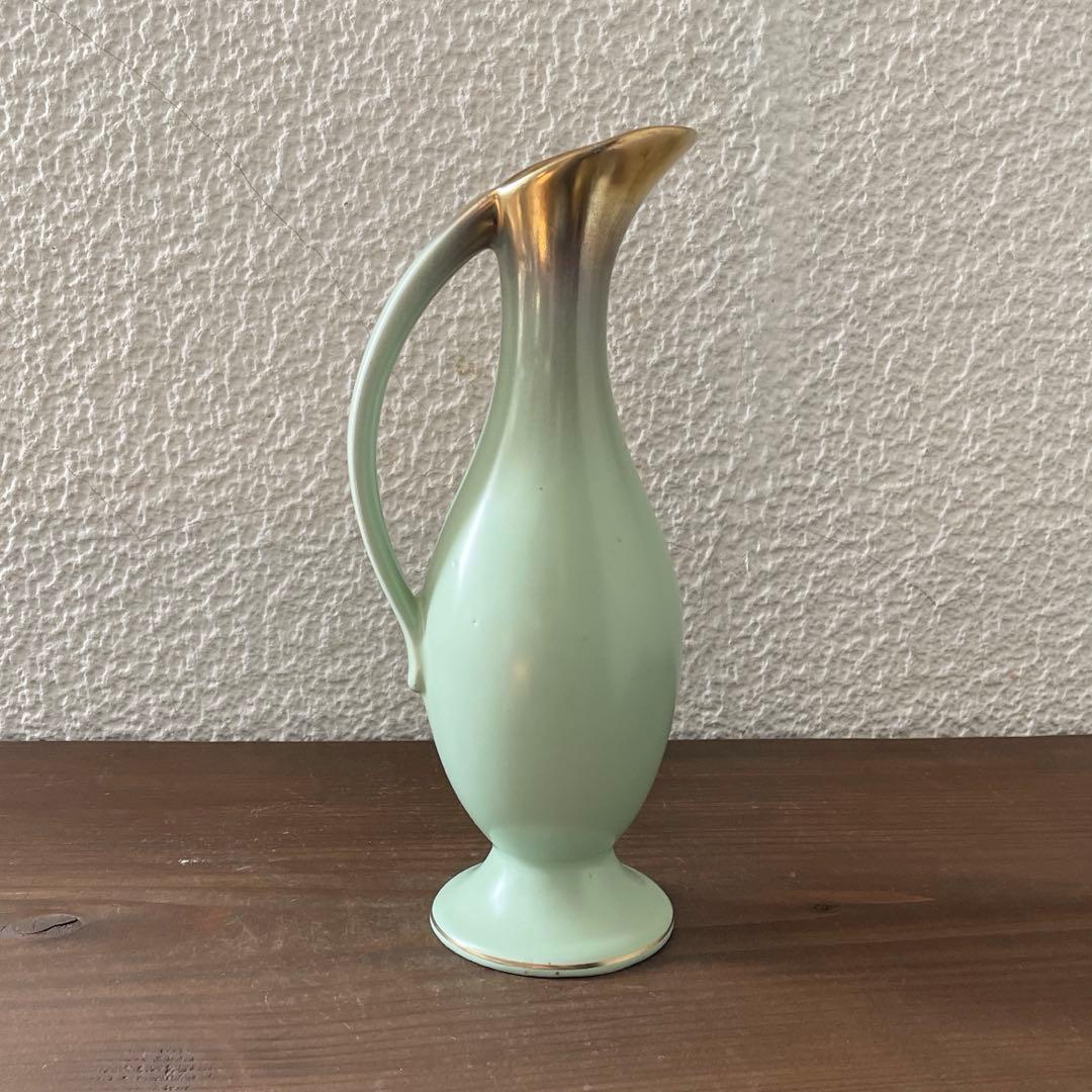 ドイツ ヴィンテージ 陶器 Bay Keramikミントグリーンフラワーベース