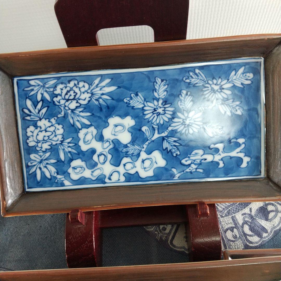 源右衛門⭐️染付花紋 角型 銘々皿 五枚組