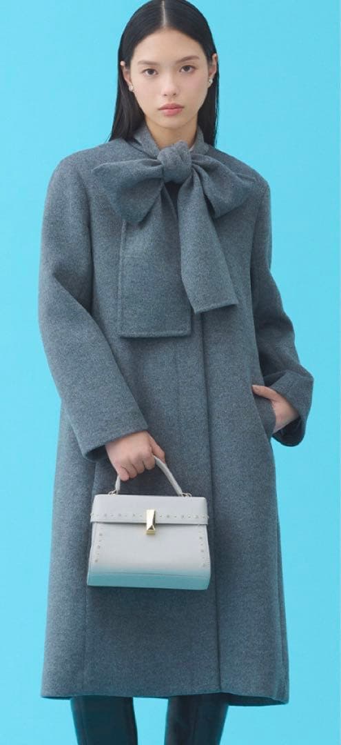 CELFORD新品未使用タグ付きリボンストール付きノーカラーコート