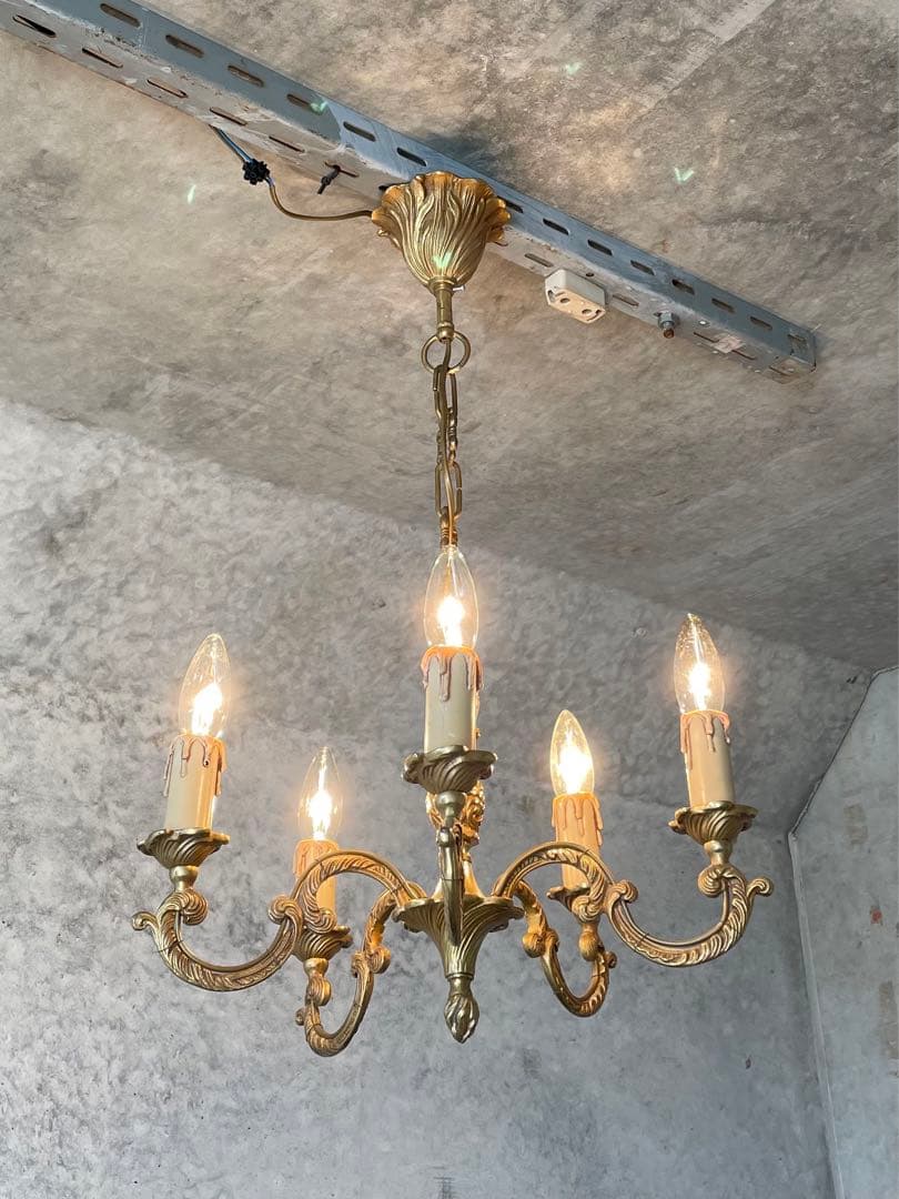5-7.フランス アンティーク シャンデリア 5灯 キャンドル 吊り下げ