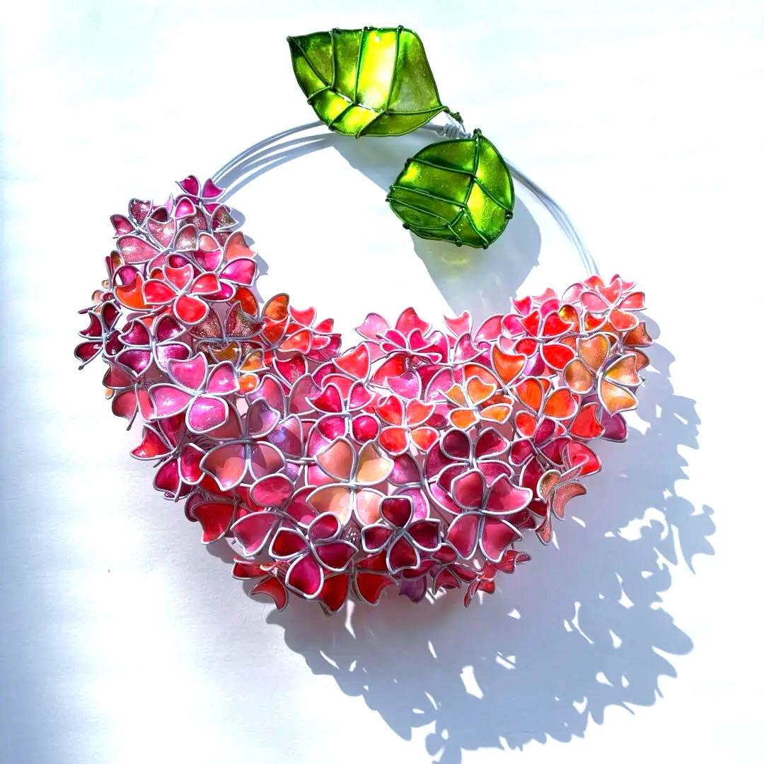 一点物　パーティーピンク　紫陽花ハーフリース　ワイヤークラフト　ディップアート