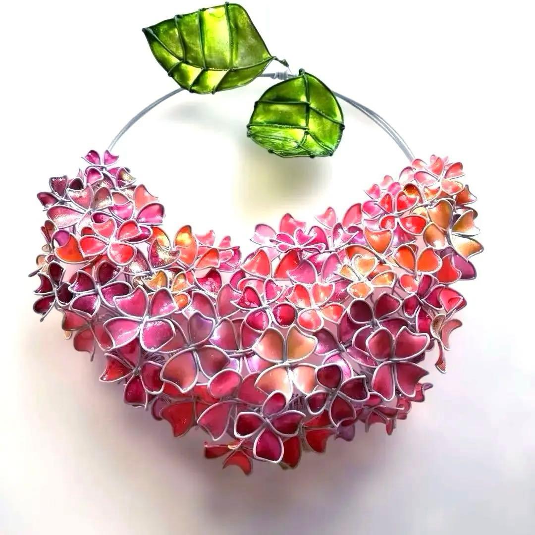 一点物　パーティーピンク　紫陽花ハーフリース　ワイヤークラフト　ディップアート