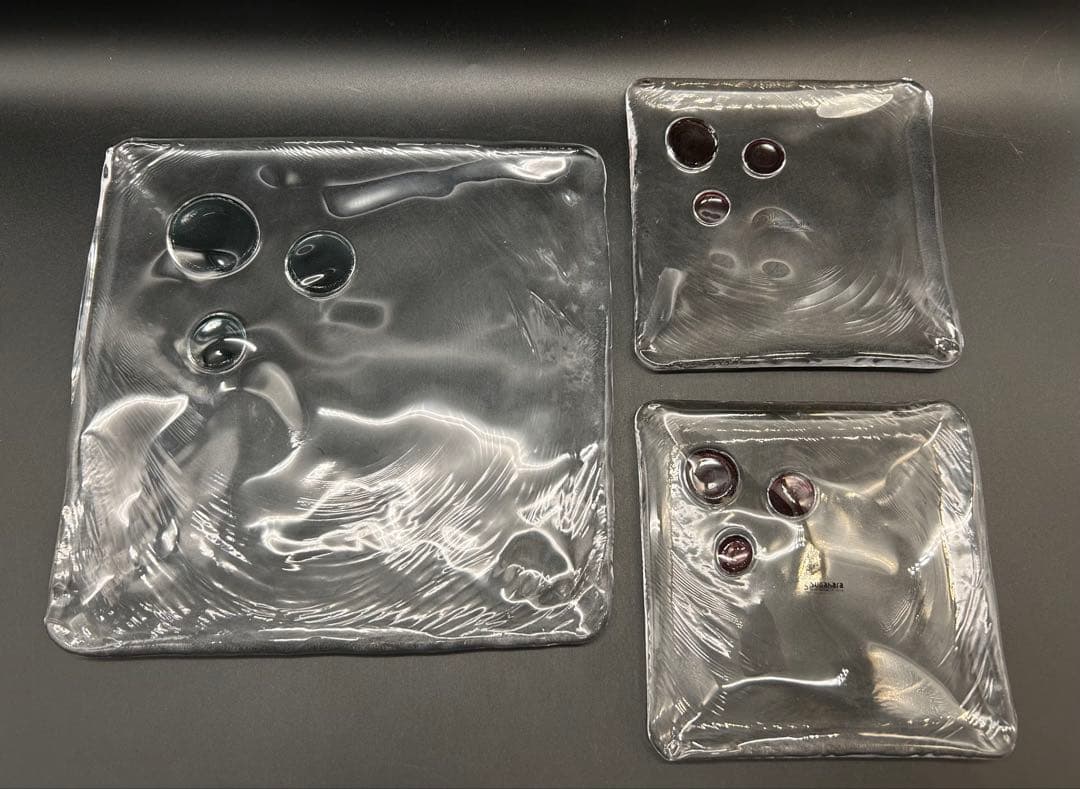 【希少】スガハラ sghr ひかりのしずく　プレート　角皿　3枚セット　レア