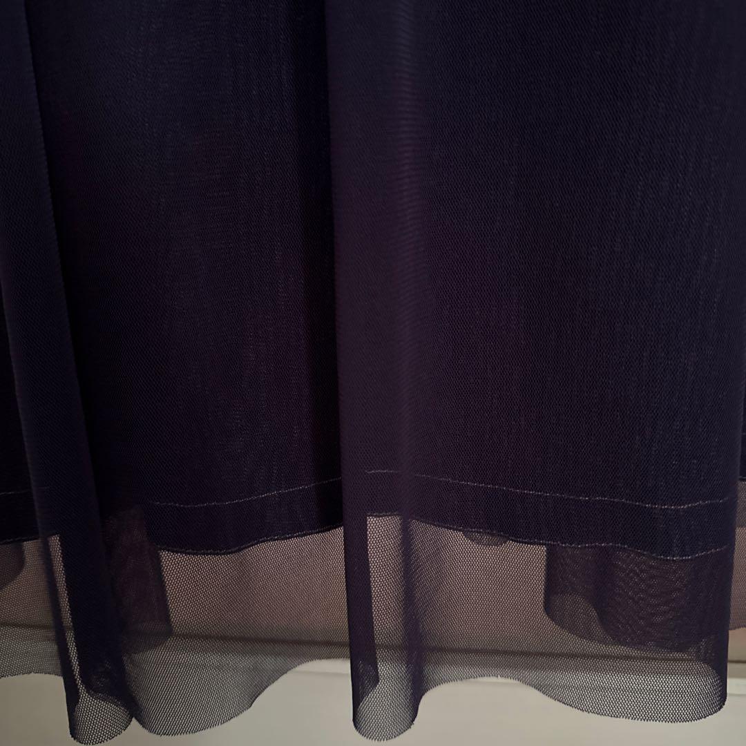 M'S GRACY ネイビー デニムチュールジャンパースカート40