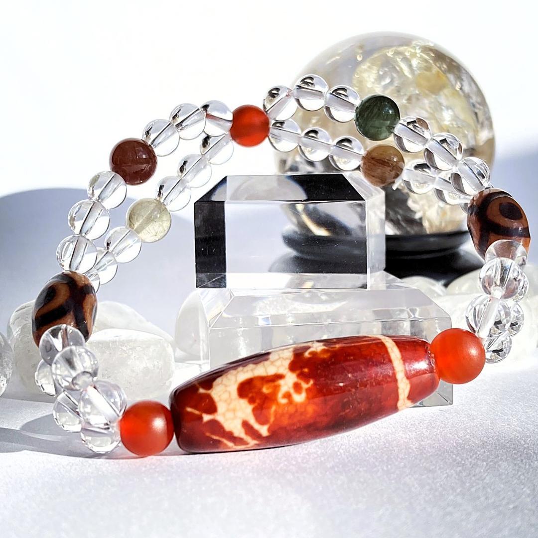 【二連でパワーアップ】天珠 福寿禄 天然石ブレスレット