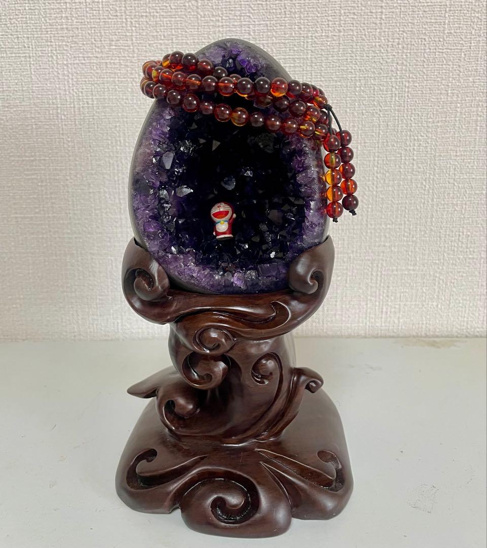 アメジストマネーボックス 笑口 ジオード 晶洞 幸運 魔除 浄化 開運 紫水晶