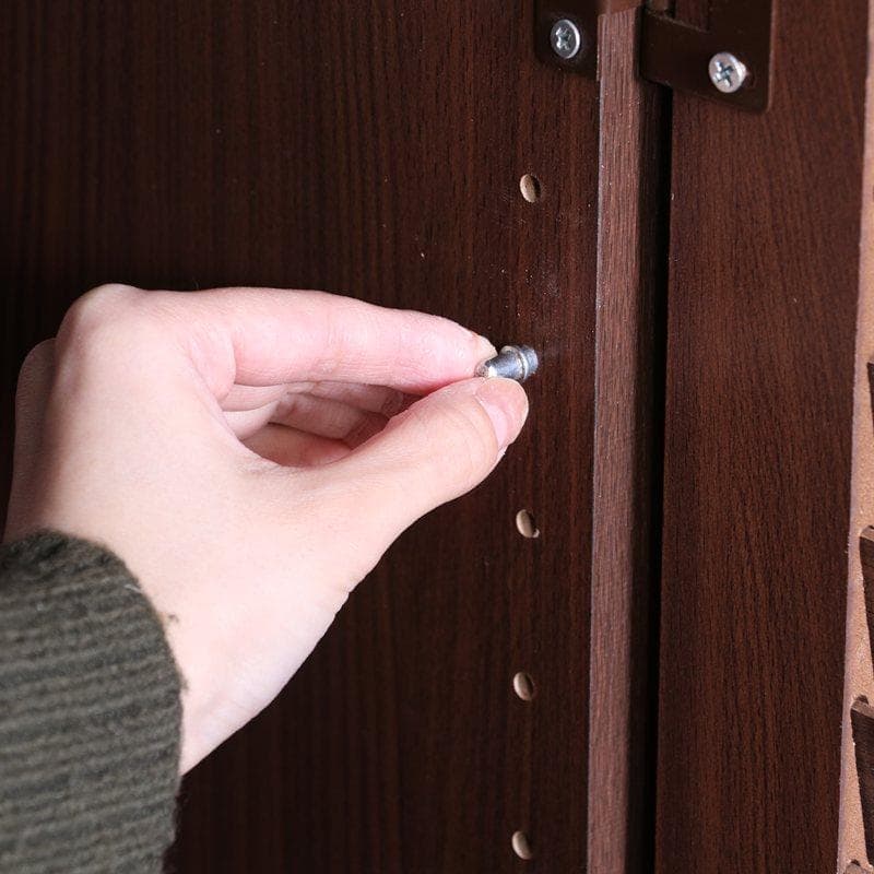 ルーバーシューズボックス 幅90.5cm ブラウン [5092]