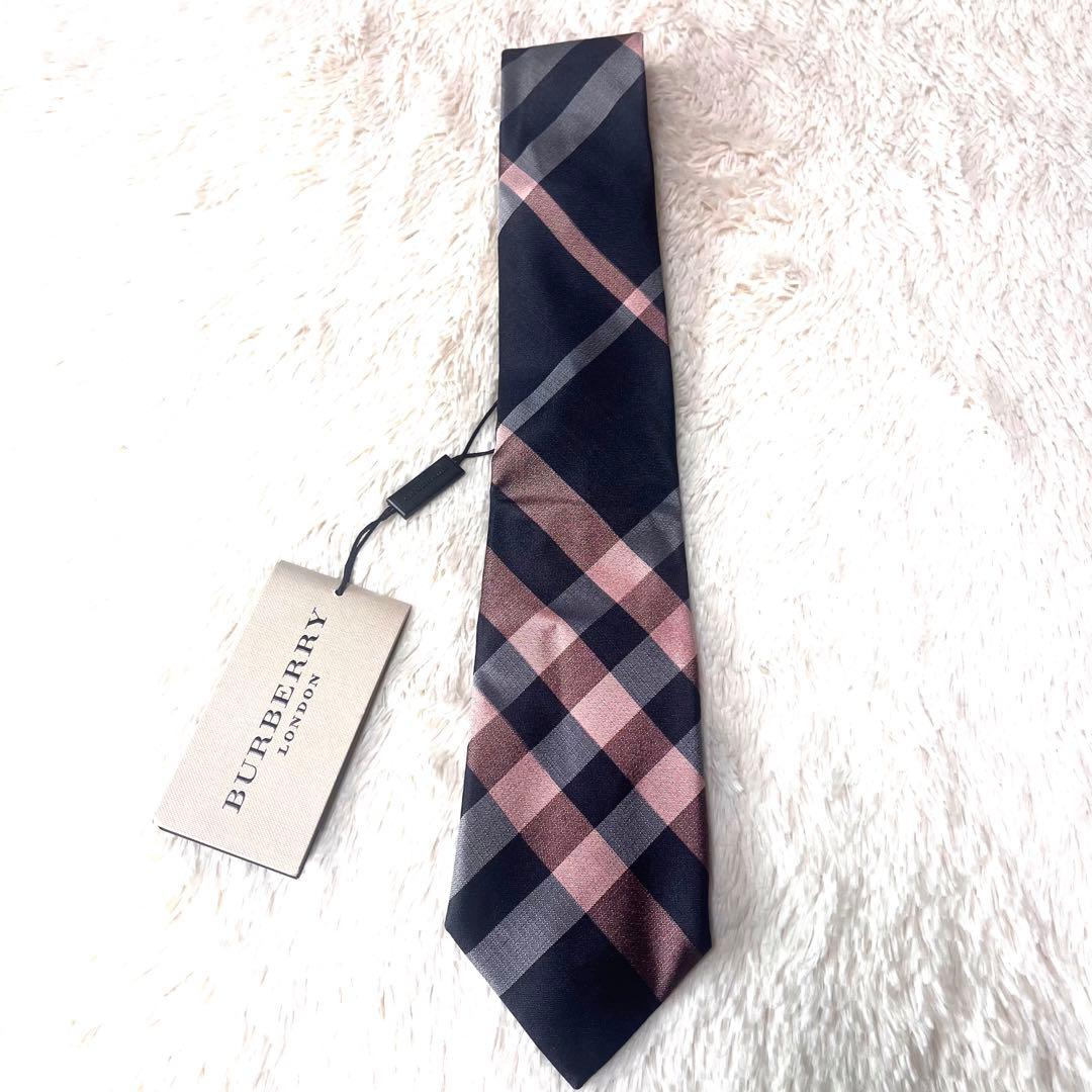 新品タグ付き☆バーバリーロンドンシルク100%ネクタイチェック