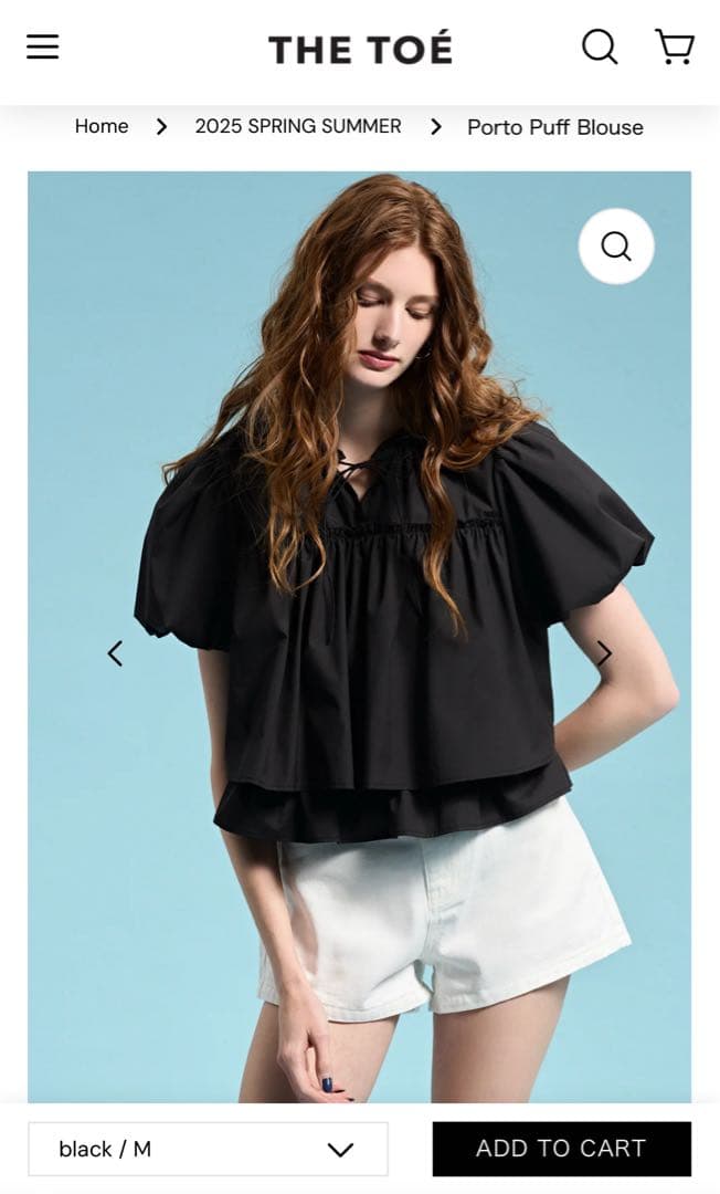 THE TOE Porto Puff Blouse 黒 M